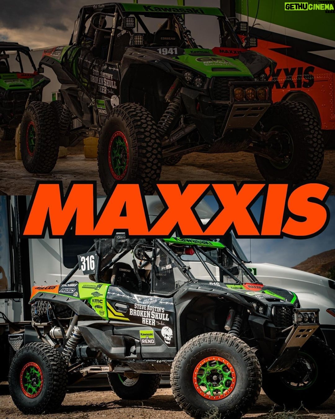 Steve Austin Instagram - Shout out to @maxxistires for keeping our @kawasakiusa KRX 1000s rolling through the desert π€π»ποΈ @kawasakiusa @maxxistires @class1motorsports @kmcutv @brokenskullbeer @zach_kisman @blake__100 @steveaustinbsr πΈ @jwaldaias #MaxxisTires #DesertRacing #KRX1000 #pyrotect #gfinevada #kawasaki #teamgreen #maxxis #rigid #kmcutv #ruggedradios #kwiclutching#walkerevans #mobtransportation #class1motorsports #silverstateinternational #sparkstrailerrepair #jeffwaldaiasphotos #stonecold #desertracing #vorra #nevada