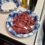 Steve Austin Instagram - Sliced mule deer tenderloin in thin cuts. Sautéed onions in olive oil. Then sautéed tenderloin with garlic and and a pat of butter and mixed them together and seasoned with salt and pepper. Fucking delicious. Moolah on the ready for clean up… #venison #muledeer #deer #chef #usa #america #wildgame @nevadahuntingservices @carsonvalleymeats #silverlab