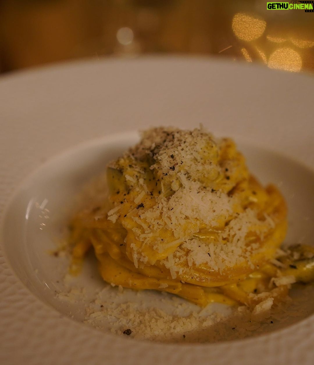 Sue Ramirez Instagram - Sleepy after an 8 course meal. I had the BEST spaghetti carbonara in this restaurant in Rome. Here are some food photos and a handsome surprise 🥰 Rome, Italy