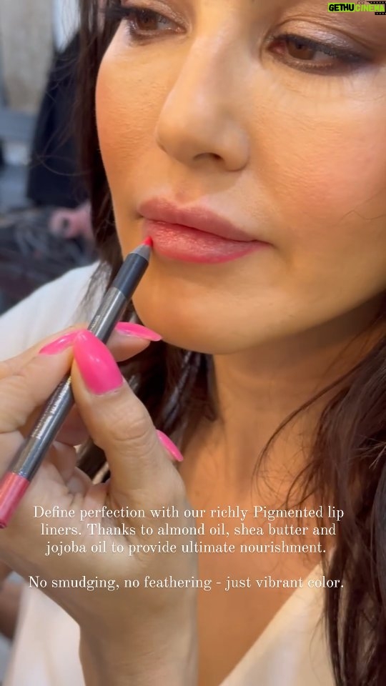 Sunny Leone Instagram - Experience precise application & prevent feathering or smudging while keeping your lips nourished & moisturized. These pigmented liners provide the perfect pairing with our Matte Lipsticks. For an extra touch of shine, layer on the matching liquid lip color. . #KnowWhatYouWear #SunnyLeone #LipContouring #lipcolor #LipLiner #pinklipstick #pinklips #makeuptricksandtips #makeup #beautytips #beautyproducts