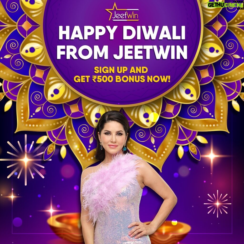Sunny Leone Instagram - @jeetwinofficial wishes you a joyous Diwali. May your life be filled with sparkles & happiness all around. To get a Free Diwali gift of ₹500, Sign up today via the link in my story