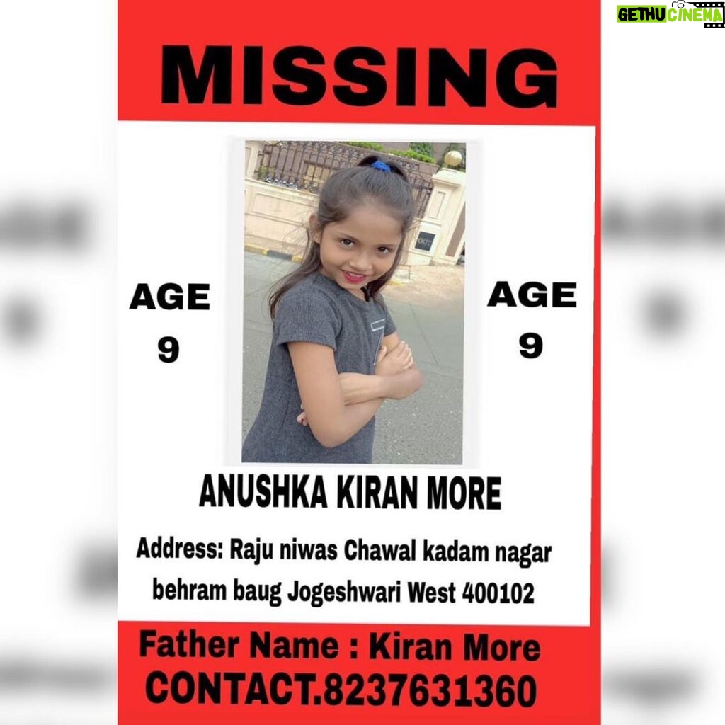 Sunny Leone Instagram - I will personally add an additional 50,000 Rupees to have this girl returned home safely to her family. @mumbaipolice @my_bmc @mahilamangal THIS IS ANUSHKA DAUGHTER OF MY HOUSE HELPER SHES BEEN MISSING SINCE LAST EVENING 8th NOVEMBER 7pm FROM JOGESHWARI WEST BEHRAM BAUG SHES 9 YEARS OLD HER PARENTS IS GONE MAD IN SEARCH OF HER PLEASE CONTACT SARITA MOTHER : +91 88506 05632 KIRAN FATHER : +91 82376 31360 OR JUST MESSAGE ME OF CONTACT ME . A PRICE OF INR 11,000 RUPEES WILL BE PAID CASH TO WHO EVER GETS HER BACK OR GIVES HER INFORMATION . PLEASE KEEP YOUR EYES OPEN AND LOOK FOR THIS LITTLE GIRL .🙏🏾#missing #girl #maharashtra #mumbaipolice