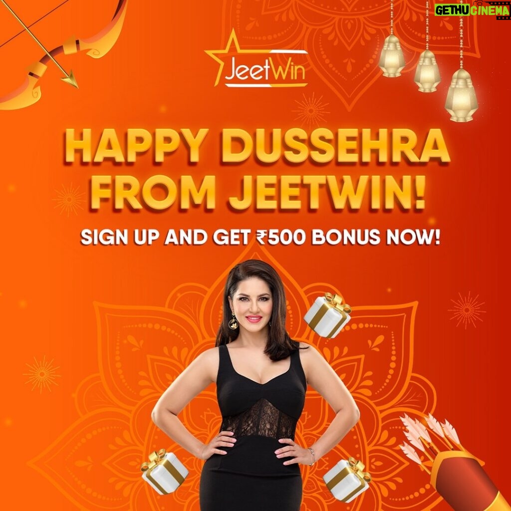 Sunny Leone Instagram - Wishing you a prosperous Dussehra from Me and Jeetwin! Join Jeetwin today and get a Dussehra gift ₹500 Free Sign Up Bonus. Join today via the link in my story