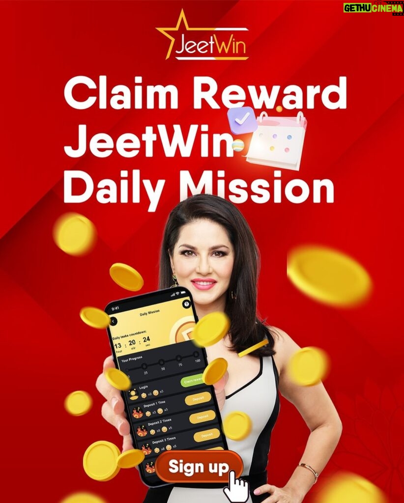 Sunny Leone Instagram - Join the excitement of JeetWin’s daily mission – a journey filled with challenges, victories, and exclusive rewards! Conquer the tasks, claim your rewards and unlock treasure box daily. Join @jeetwinofficial now!!