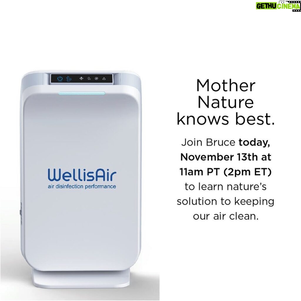 Suzanne Somers Instagram - Join @brucesomersjr on TODAY’S 11/13 IGTV + Facebook LIVE at 11am PT (2pm ET) to learn how WellisAir mimics nature to keep our indoor air clean! Los Angeles, California