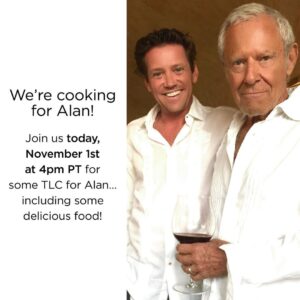 Suzanne Somers Instagram - Let’s cook for Alan! Join us on IGTV + Facebook LIVE TODAY 11/1 at 4pm PT (7pm ET) for a lively cooking show and yummy food for Big Al! 🫶