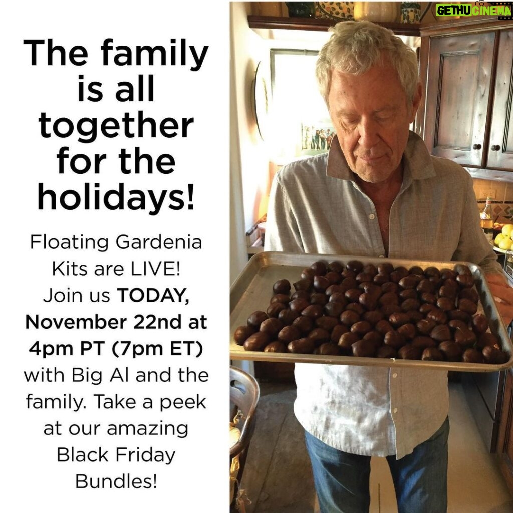 Suzanne Somers Instagram - YEAHHHH everyone is on the way to celebrate Thanksgiving together. We’ll be roasting chestnuts for the stuffing and giving you a peek at our Black Friday Deals. OMG the Floating Gardenia Candle Kits are live! Join Big Al and the family TODAY 11/22 at 4pm PT (7pm ET) on IGTV + Facebook LIVE!