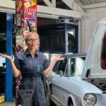 Sydney Sweeney Instagram - ahhhhhhh!!!!!! im super excited to share my newest workwear collection inspired by my new baby, a vintage @fordmustang 💙 #ad Disclaimer: Custom vehicle shown. Not available for sale. Always refer to the owner's manual before performing vehicle maintenance. Limited supply available.