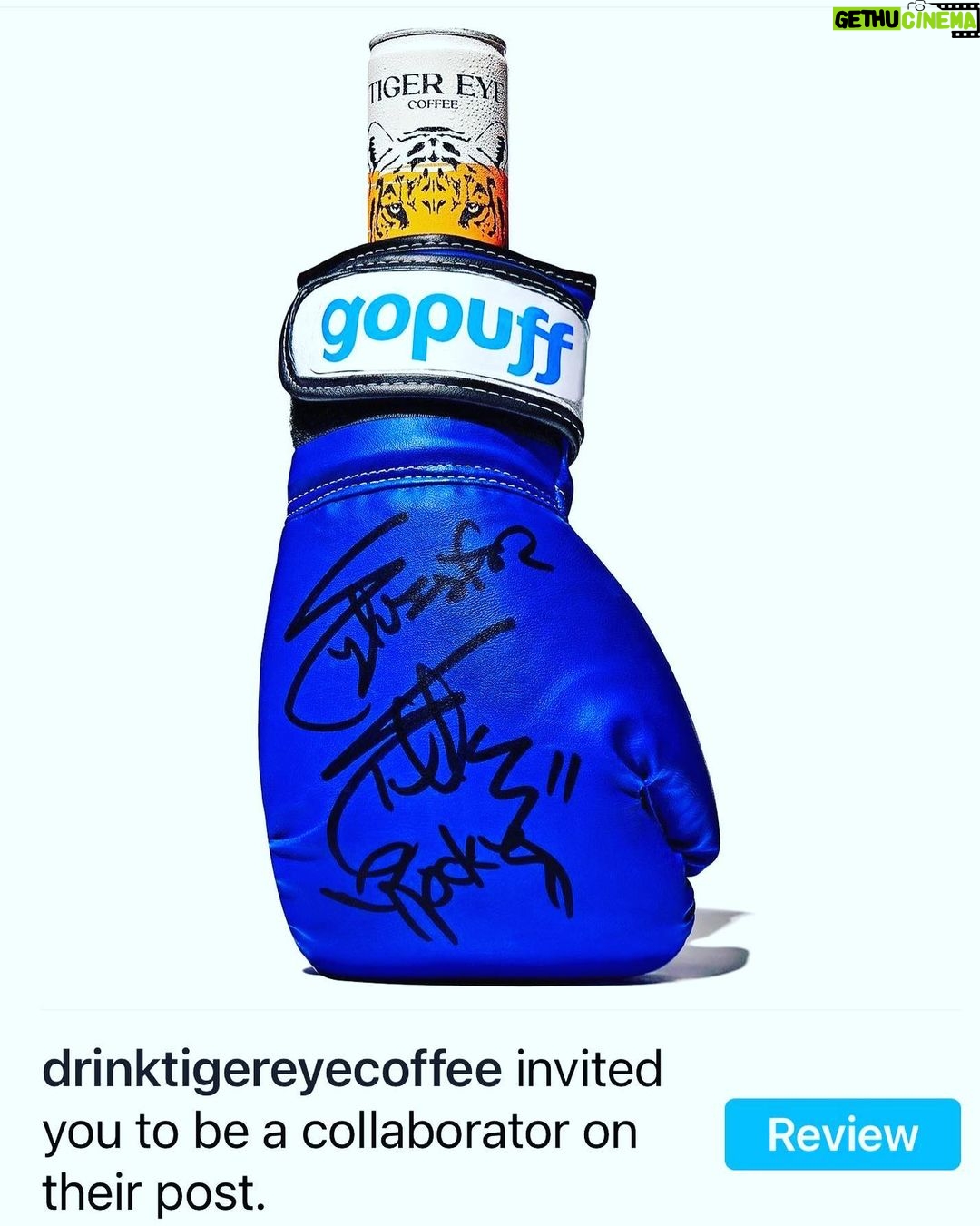 Sylvester Stallone Instagram - Go to GoPuff and win this! Keep Punching. Go to @gopuff and @ drinktigereyecoffee which is clickable