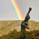 Sylvester Stallone Instagram – A real rainbow in Los Angeles over Rocky.  Very Symbolic. Keep punching.
