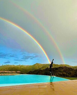 Sylvester Stallone Instagram - A real rainbow in Los Angeles over Rocky.  Very Symbolic. Keep punching.