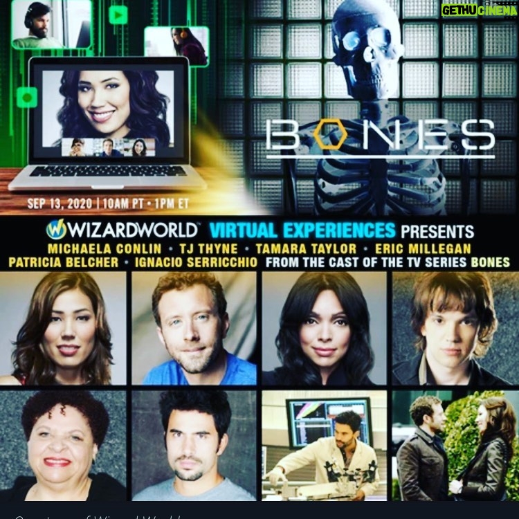 T.J. Thyne Instagram - We had SO much fun with you all this past weekend with the Q&A and private chats, we decided to do it again!! Come hang virtually with me, Michaela, Tamara, Eric, Ignacio, And miss Patricia! Let the fun begin 😀 September 13th! Wizardworld.com Bones 🦴 🎥 🍿
