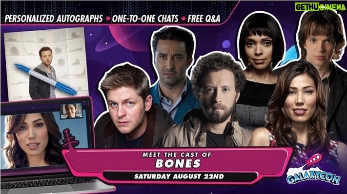 T.J. Thyne Instagram - For those that are virtually heading over, see ya tomorrow 😀. Website Link: https://galaxycon.com/aug-22-bones/