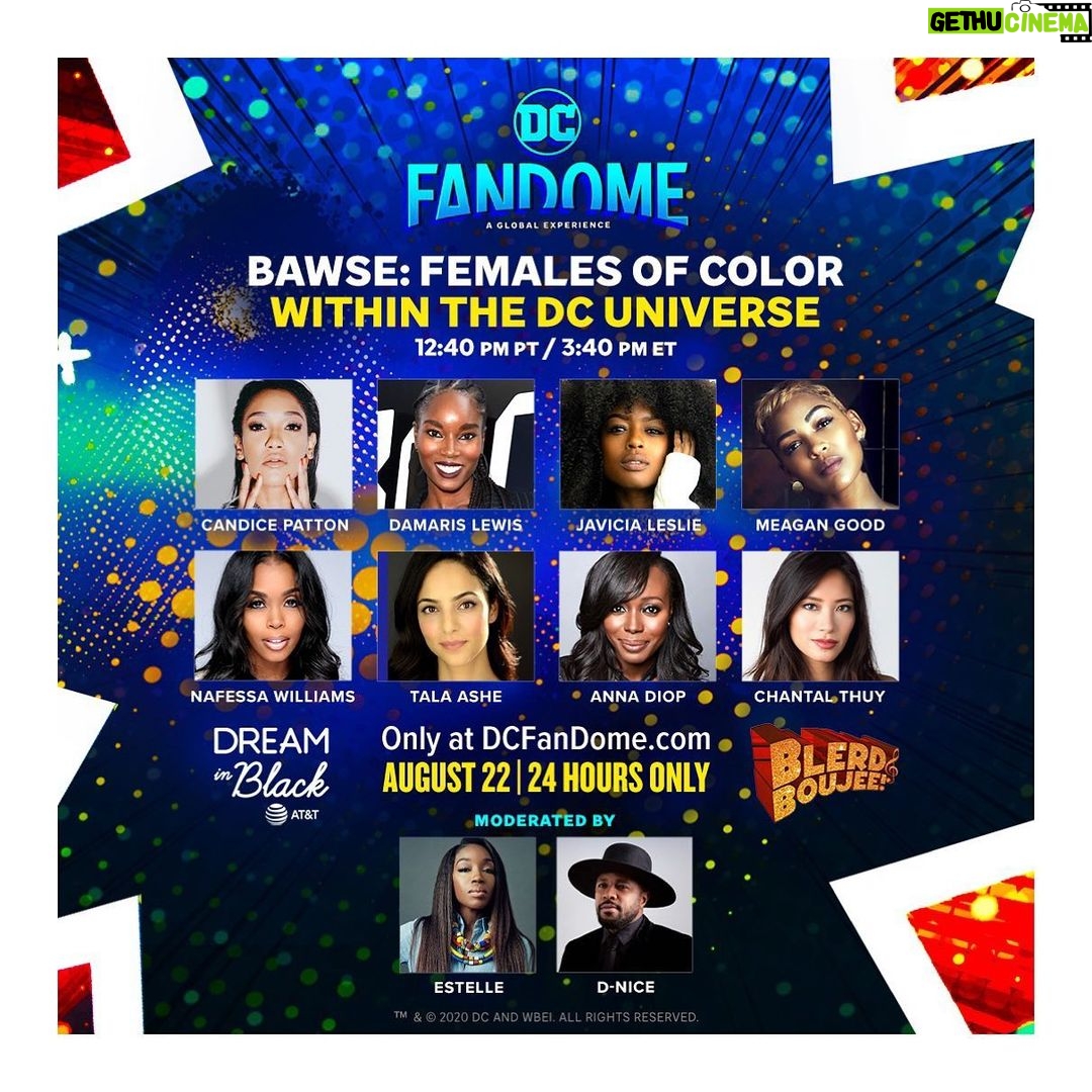 Tala Ashe Instagram - so honored to be in conversation with these incredible women today at #dcfandome 12:40 pm PT/ 3:40 pm ET @estelledarlings @dnice @javicia @meagangood @candicepatton @damarislewis @chantalthuy @the_annadiop @nafessawilliams #bipocrepresentationmatters #blerdandboujee