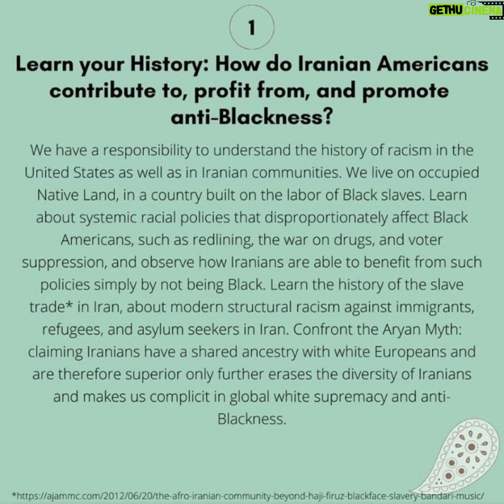 Tala Ashe Instagram - iranian-americans: we have work to do. thank you for this resource & for your advocacy @notapplicable44 @samalavi @danyallotfi @yosmin #iraniansforblacklives #blacklivesmatter