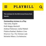 Tala Ashe Instagram - 😱😱😱 not sure what my name is doing in the general vicinity of Phylicia Rashad’s but I do know @sanaztss is the reason. I’m just beyond honored, confused, grateful. and huge congrats to the incredible @knudadams @marshagins @rza_behjat @marjie33 @avalalezarzadeh @pooyaland @haditabbal @atlantictheater #dramadeskawards