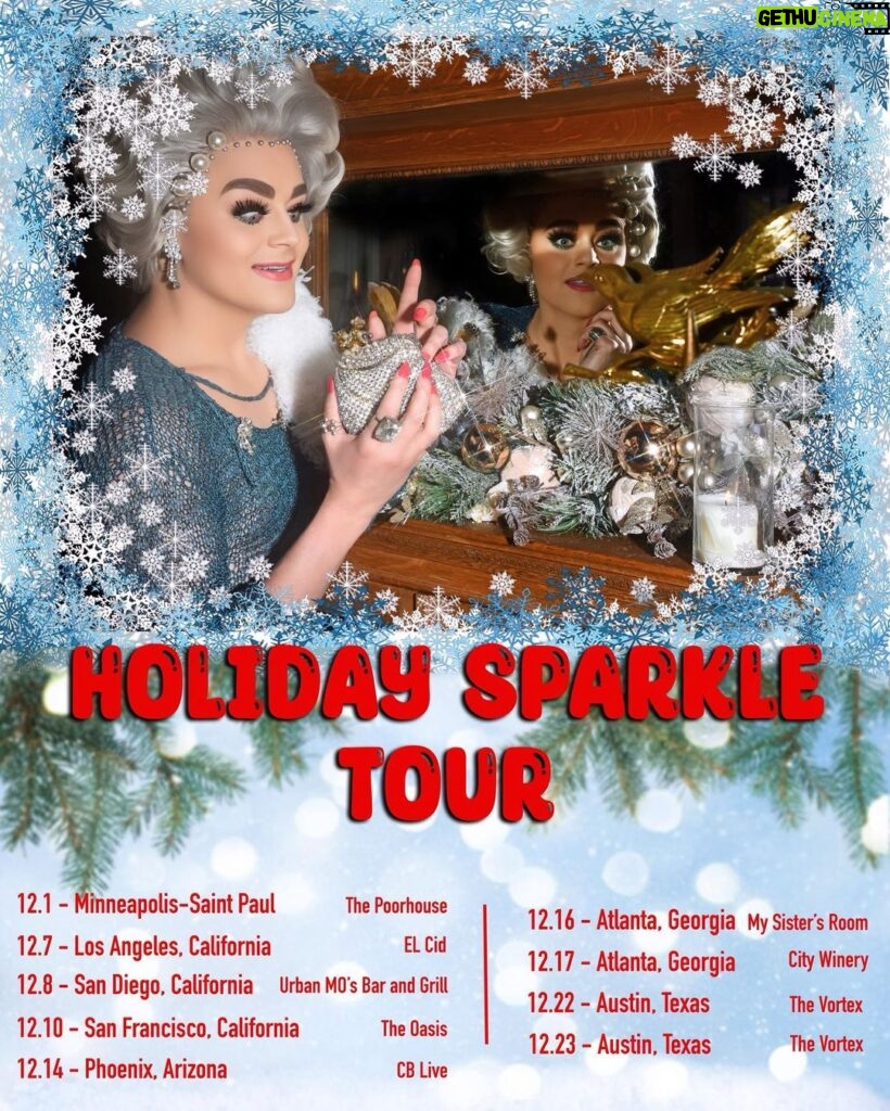 Tammie Brown Instagram - Holiday Sparkle Tour !! 2023 1/12 Minneapolis Saint Paul presented by @flipphoneevents 7/12 I Los, Angeles, California at the @elcidsunset link to tickets in my bio .. 8/12 San Diego, California , @urbanmos 10/12 San Francisco, California at the @theoasissf 14/12 Phoenix, Arizona at @cblivephx tickets available through @flipphoneevents 16,17/12 Atlanta, Georgia get tickets @wussymag 22,23/12 Austin, Texas at the @vortex_rep get your tickets through @fullgalloparts I will be having special guests in certain cities .. Book your @cameo for someone special or the holidays .. holiday photo by @glamgender and artwork by @theonlyjizzelle #queenwithacause #notgrooming #nationaltreasure #queericon Puerto Vallarta, Jalisco