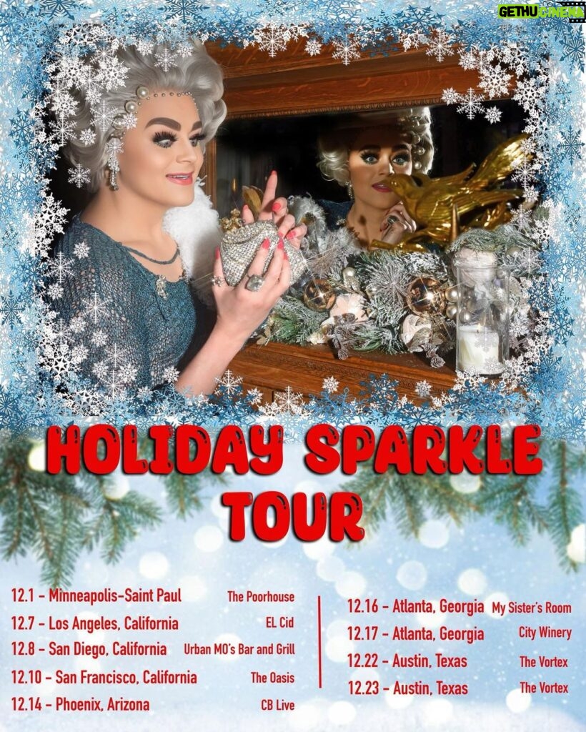 Tammie Brown Instagram - Halliday Sparkle Tour 2023 …. 1/12 Minneapolis, St. Paul at The Poorhouse presented by and take them tickets available through @flipphoneevents 7/12 Los Angeles, California at the @elcidsunset ticket link in my bio here on Instagram 8/12 San Diego, California at @urbanmos 10/12 San Francisco, California at the @theoasissf tickets are finally going on sale today .. 14/12 Phoenix, Arizona at the @cblivephx presented by and tickets available through @flipphoneevents 16&17/12 Atlanta, Georgia presented by and tickets available through @wussymag 22&23/12 Austin, Texas at the @vortex_rep presented by and tickets available through @fullgalloparts 🎶 holidays Sparkle 🎶 and a Holiday shine 🎶 These are the times that we feel divine 🎶 I’m currently doing the buy one get one free TaMMie Briwn facial impressions, Black Friday sale limited time only so order now. Book your @cameo for someone special it’s a holiday time birthday not just for baby Jesus .. Art by @houseof_jbg #queenwithacause #notgrooming #nationaltreasure #queericon #boycottpalmoil Fulton, Texas