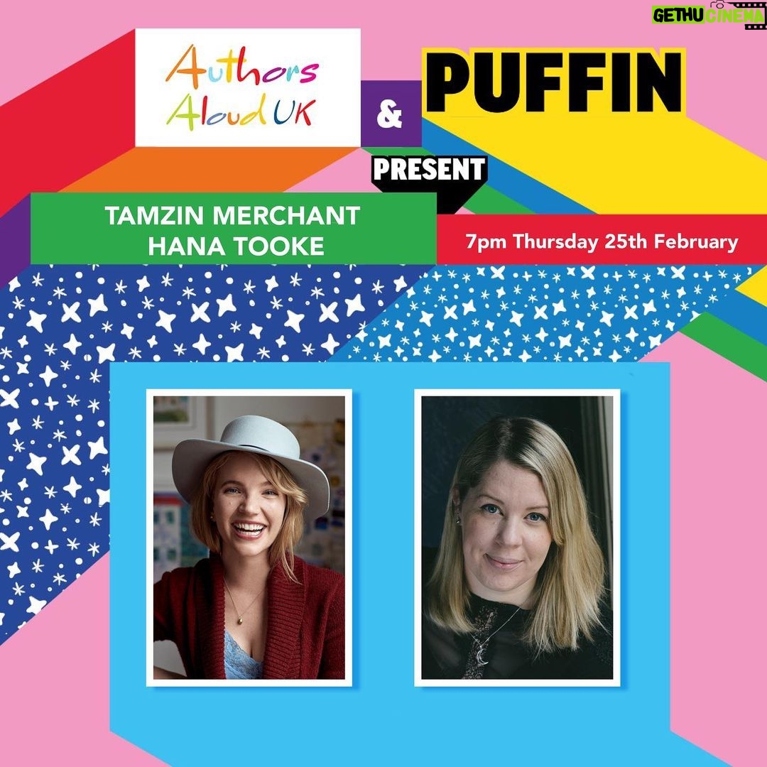 Tamzin Merchant Instagram - Tomorrow! (Feb 25th) at 7pm UK time, join me and the marvelous @hanatooke as we talk about our books! Hosted by @authorsalouduk and @puffinbooksuk it promises to be a fun evening π Register for the event - registration link is in my bio. Get your best hats on and Iβll see you there! β¨π©β¨ Link to register ππ» https://tinyurl.com/1hak9g4d