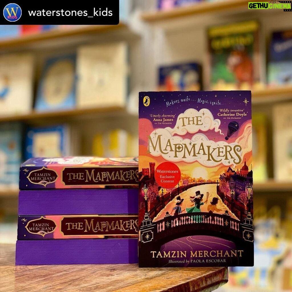 Tamzin Merchant Instagram - I’m so excited that The Mapmakers is now out in paperback! And not only that - there’s an exclusive Waterstones limited edition available, featuring an extra special short story and handsome purple edges 💜 Delightful!