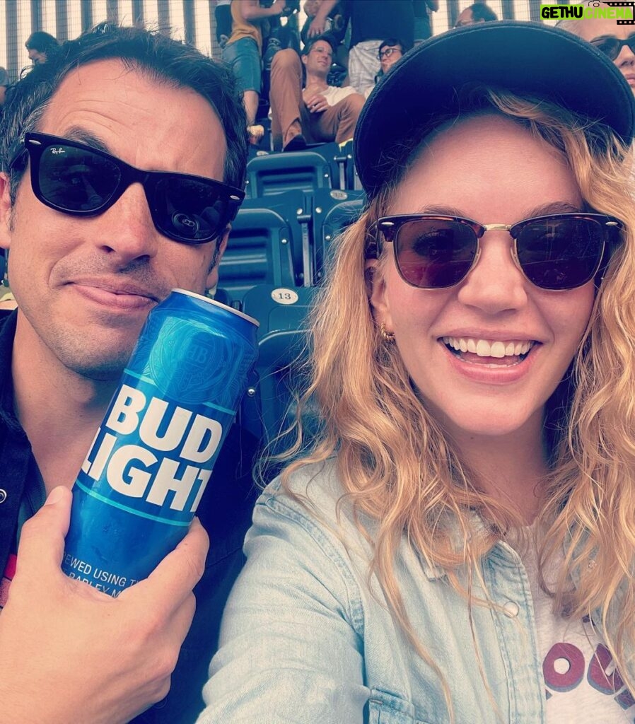 Tamzin Merchant Instagram - A whirlwind few days in New York with this one ❤️ Barney’s @mcenroefilm premiered at @tribeca and I am so proud of him for making such a compelling, entertaining and heart-led film ❤️ Cannot wait for y’all to see it! I am also proud/impressed that he drank this entire enormous can of Bud Light, which was massively earned 🤓 Yankee Stadium