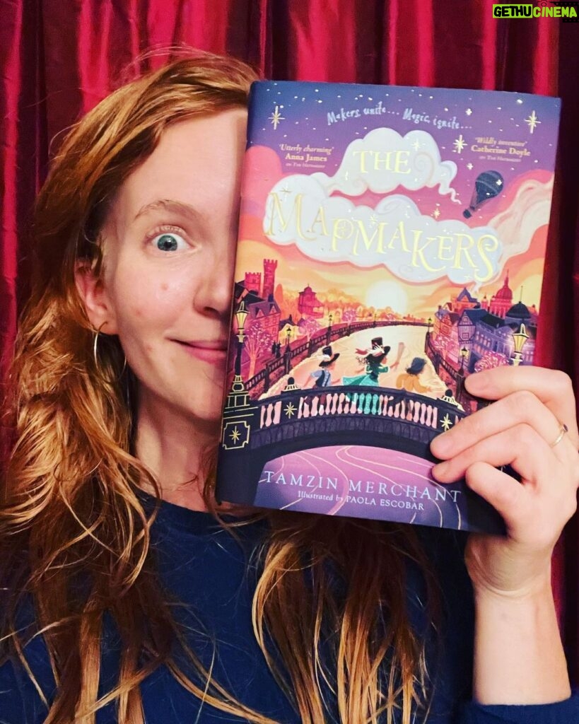 Tamzin Merchant Instagram - By Archimedes’ Bathing Cap! 🤩 Look what arrived in the post! It is such a thrill to hold my second book in my hands - an actual thing of ink and paper! It is such a beautiful looking book - swipe for the stunning hard cover - created by the enchantress @paoesco8ar This book wouldn’t exist without the masterful guidance of @natalieldoh, the team at @puffinbooksuk and my brilliant agent @cmlwilson 💖✨ You can pre-order it now (from your local indie bookstore!) The Mapmakers will be out in the world February 2022 ✨