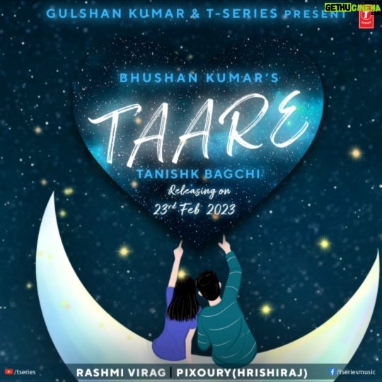 Tanishk Bagchi Instagram - #Taare is coming to join those dots of love! Song releasing on 23rd February 2023. Stay tuned. #tseries #BhushanKumar @tanishk_bagchi @therashmivirag @pixoury
