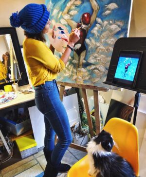 Tanya van Graan Instagram - If Muhammad can’t get into the ocean, then Mohammad must paint the ocean at home...🤷🏻‍♀️❄️🌧🌊🐟😜#alternative #capeofstorms #winter #freediving #oceanlover #JudgyCat #PaintTherapy