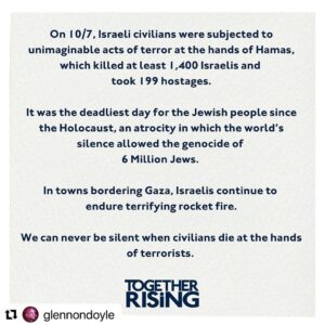 Tate Ellington Instagram - I have been desperately trying to figure out what to say and how to say it about the events in Israel and Gaza. @together.rising has said everything I want to say.