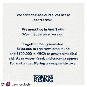 Tate Ellington Instagram - I have been desperately trying to figure out what to say and how to say it about the events in Israel and Gaza. @together.rising has said everything I want to say.