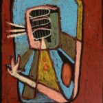 Tate Ellington Instagram - a little break from the larger pieces 8” x 10” wax pastel on wood panel