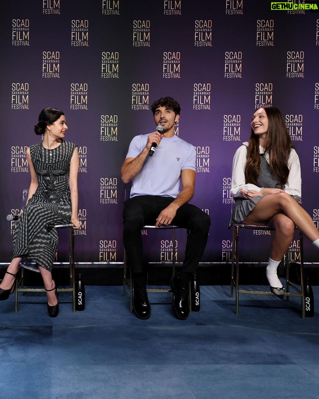 Taylor Zakhar Perez Instagram - Thank you @savfilmfest for having me for “The Breaking Big Panel” w/ @entertainmentweekly The most precious thing we have to give is our time, so thank you to everyone who came out to spend theirs with us. Team: @jasonbolden @prada @michaelduenas Photo: @dia.getty #scad #savff
