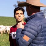 Taylor Zakhar Perez Instagram - Thank you @thewoolmarkcompany for giving me the full farm to fashion experience 🇦🇺 🇮🇹 and for teaching me about the wearability and versatility of wool. I know a bunch of you won’t read past ^that^ and check the pics out, and that’s ok. For those who decided to continue on, thank you 🤠 So, I started doing supply chain trips with @ecoage last year because I wanted to know more about where our stuff comes from; what it’s made of, where it’s sourced from, and how many hands touch it before it lands in our stores. It was a lot to unpack 💼. Since then I’ve been to a regenerative cotton farm, a diamond mine, and got to follow wool from the farm to the factory and finally to tailor shop. Wild w/ lots of jet lag but totally worth it. As synthetic (mostly petroleum ⛽️ based) fibers are used more and more studies show they aren’t able to biodegrade like natural fibers (wool breaks down in water!! Isn’t that cool?), so with each wash of these polyester, acrylic, nylon, and spandex garments microplastics are released into the waterways. As the fibres are so small, many pass through filtration processes and make their way into our rivers and seas, and then we gobble them up ♻️. While activists push for legislation around this, the manufacturers are saying the washer/dryer companies should add a filter to solve the problem *ahem* 🚬 It won’t, it takes us to think again about what we are buying and show them we are in control, we demand better because we deserve better. And now, we KNOW better. I am not an expert, nor do I think I ever will be, but hopefully you find it interesting enough to stop and think again when we are buying something to put on our body. We do it with food, why not with our clothing?