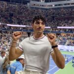 Taylor Zakhar Perez Instagram - My first Grand Slam evening with @larocheposayusa , the official sunscreen partner of the US Open! Catch me on the pickle all court 🤘🏽 #larocheposaypartner Hmu: @jessica_o_ Fit: @jasonbolden