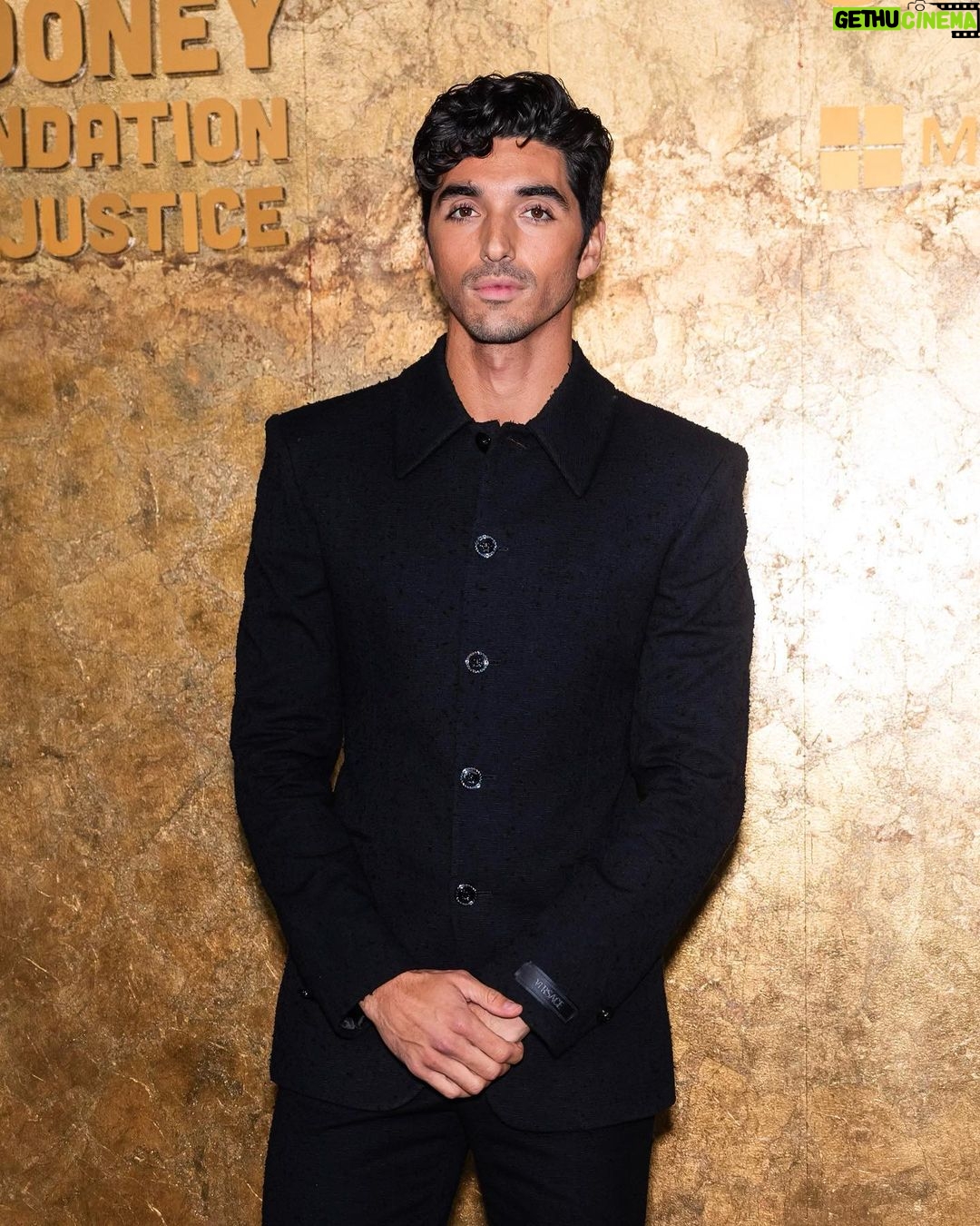 Taylor Zakhar Perez Instagram - What a powerful evening with The Clooney Foundation last night. It was heroism at its finest and proves it just takes one person to create lasting change in this world. And thank you @donatella_versace for always standing up for justice and equality. #thealbies Team: custom @versace @jasonbolden @jessica_o_ @bfa @gettyimages