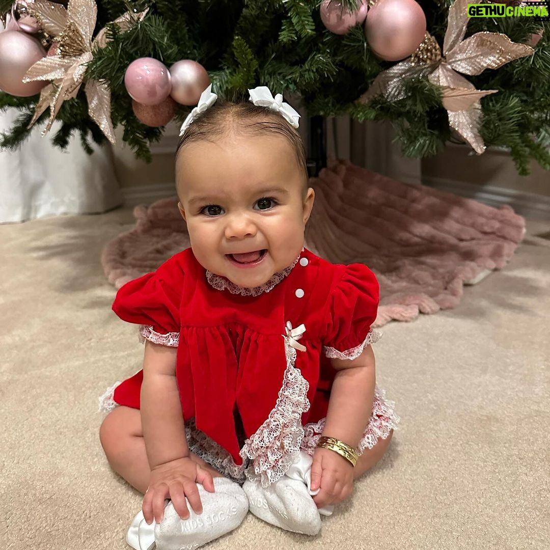 Tecia Torres Instagram - The greatest most precious the gift under the Christmas tree this year is you! 🎅🏼❤️ Such a beautiful holiday season. #FirstChristmas #BabyGirl #WhoWoreItBetter #SameOutfit #MiniMe