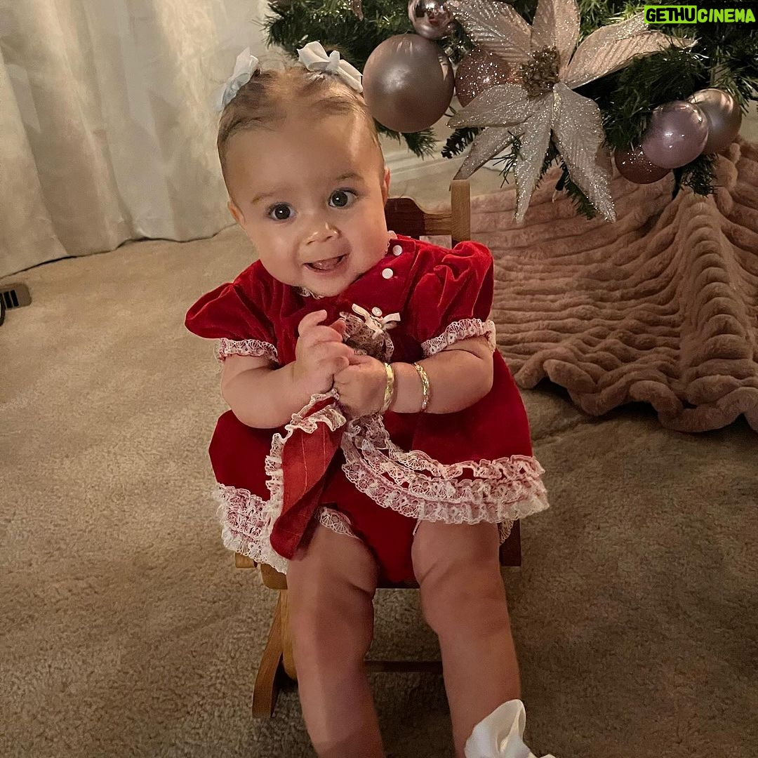 Tecia Torres Instagram - Twas the night before Christmas … and all through the house the baby wasn’t sleeping 🥰😂🎅🏼 #OurLittleLove #6months #BabysFirstChristmas #Mamas80sChristmasOutfit