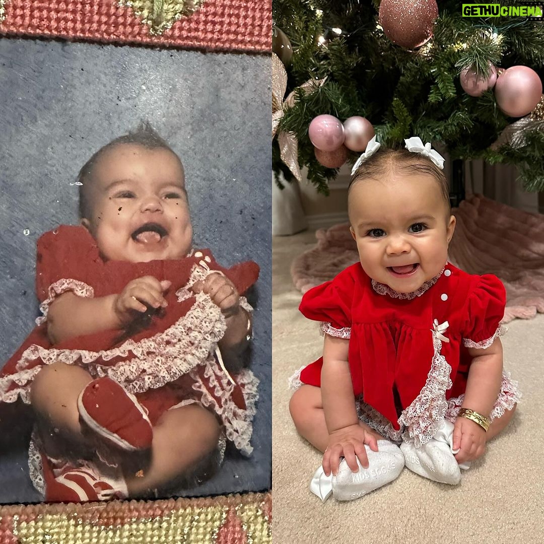 Tecia Torres Instagram - The greatest most precious the gift under the Christmas tree this year is you! 🎅🏼❤️ Such a beautiful holiday season. #FirstChristmas #BabyGirl #WhoWoreItBetter #SameOutfit #MiniMe