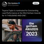 Teyana Taylor Instagram - Dear INEZ, For you to be someone who has never truly received love without conditions, I’m in awe of your capacity to exhibit not only love for everyone around you, but one of the deepest most unconditional loves I’ve ever experienced on and off screen. That is a life skill that not many possess. So just in case nobody ever told you - You are an amazing Mother. You are seen. You are regarded. And you are enough! I love you. So many of us are you. So thank you. From me, and every other mother out there acting on a mother’s love that only we would know. You beautiful brown girl INEZ… everyone wants to know “why & what is she smiling about in the cab at the end of the movie?” Ain’t it crazy how when a Black Woman smiles she has to have a reason why? You’ve earned that smile. It is your’s and your’s alone. YOU SMILED because you know that you’ve done your part! That you’ve shown up for everyone else, and now you can feel good about finally showing up for yourself. I delight in showing up for you, in giving you a voice. And I’m sure God is showing up for me through you. A journey of walking A Thousand and One miles starts with a single step…. To my village that helped me SHOW UP for INEZ. First: My father God I thank you & praise you in the name of Jesus I thank you for who you are. All seeing, all knowing & all powerful! 🙏🏾 AV ROCKWELL, LENA, RISHI, MY BEAUTIFUL BABY GIRLS. MY PARENTS, EDDIE & JULIE, FOCUS FEATURES, MY AMAZING CAST & CREW, THE ENTIRE PRODUCTION STAFF. MY WME FAMILY, THE AUNTIES & my whole support system! There would be no Inez with out y’all. Thank you for all the amazing honors, nominations, wins and SEEING & SHOWING UP for INEZ. @nbrfilm @criticschoice @sundanceorg @thegotham @indiewire @filmindependent @variety @rottentomatoes I am beyond grateful for the love 🙏🏾✨🫶🏾🥹😢🌹❤️ #athousandandone
