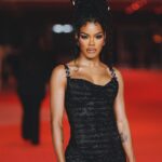 Teyana Taylor Instagram - Issa @versace hottie honey dip 🖤🍯♐️ Thank you @theacademy @academymuseum for having me 🖤