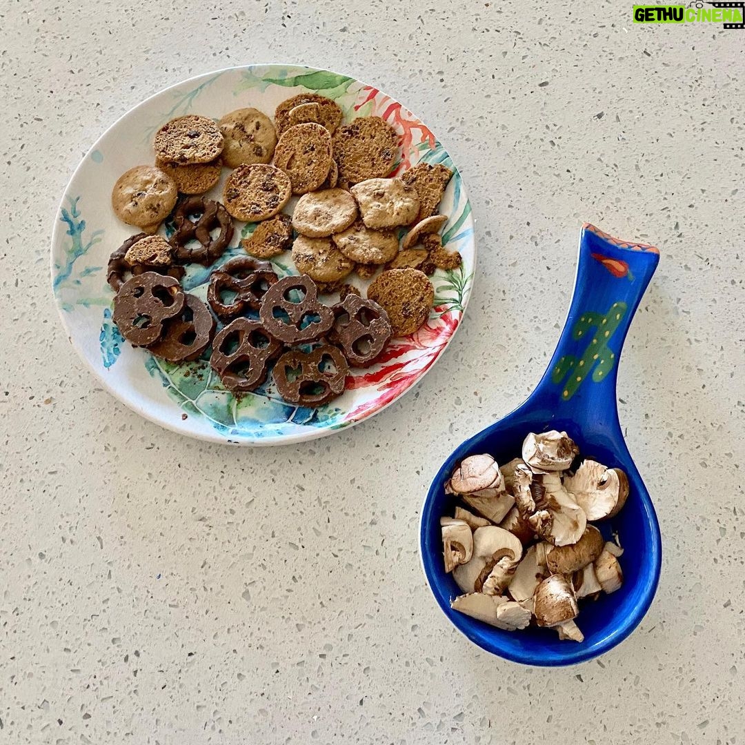 Thomas Beatie Instagram - Jackson-3 ans, a préparé seul le petit-déjeuner du dimanche. La tasse de champignons crus est pour papa et l'assiette de biscuits et de bretzels au chocolat est pour Jackson.😂🍪🍄 Jackson, 3, made Sunday brunch—the cup of raw mushrooms were for Daddy & plate of goodies for him. Phoenix, Arizona