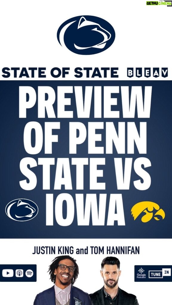 Thomas Hannifan Instagram - On today’s episode of #STATEofSTATE, @j.king_lig & I have your full preview for No. 7 #PennState vs No. 24 #Iowa! The Nittany Lions host the Hawkeyes in the annual Whiteout Game this Saturday night at Beaver Stadium. Can the PSU offense deal with one of the best defenses in the country? Link in bio and story! . . @bleavnetwork @bleavsports @bluewhiteoutfitters #weare #psu #PSUvsIOWA #happyvalley #whiteout #nittanylions #bigten #bigtenfootball #collegefootball #football #collegefootballplayoff #iowahawkeyes #iowafootball #pennstatefootball