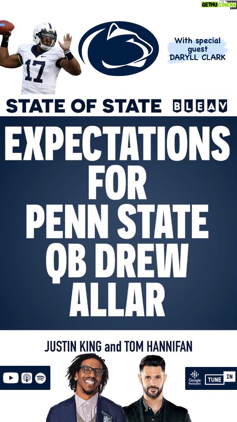 Thomas Hannifan Instagram - On today’s episode of #STATEofSTATE, @j.king_lig and I are joined by former #PennState QB @captainclark17 to share his perspective on what QB Drew Allar might experience in his first year as the starter! Link in bio and story! . . @bleavsports #weare #pennstatefootball #psu #happyvalley #nittanylions #drewallar #quarterback #football #collegefootball #collegefootballplayoff #bigten #bigtenfootball