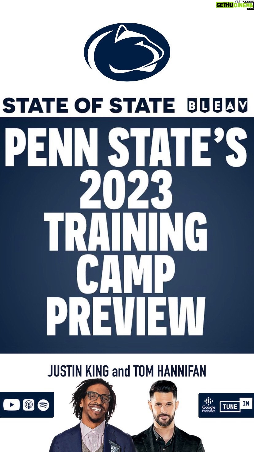 Thomas Hannifan Instagram - On today’s episode of #STATEofSTATE, @j.king_lig and I explore the position battles upcoming in training camp. What can we infer about the team’s potential from James Franklin’s statements? Link in bio and story! . . @bleavsports #weare #pennstatefootball #psu #nittanylions #happyvalley #collegefootball #football #collegefootballplayoff #bigten #bigtenfootball