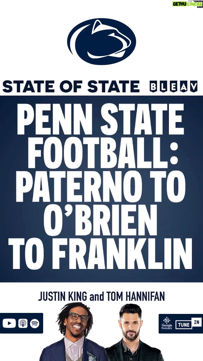 Thomas Hannifan Instagram - On today’s #STATEofSTATE, @j.king_lig and I dive into the lineage of head coaches at #PennState and the progress of the program. Link in bio! . . @bleavsports @bluewhiteoutfitters #weare #pennstatefootball #pennstateuniversity #bigten #bigtenfootball #joepaterno #billobrien #jamesfranklin #happyvalley #psu #football #collegefootball #collegefootballplayoff #nittanylions