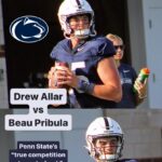 Thomas Hannifan Instagram - How do #PennState fans feel about a “true competition at quarterback” between Drew Allar and Beau Pribula? . Check out my podcast “PAYDIRT - A Penn State Football Show” NOW wherever you get your podcasts! Link in bio . @bleavnetwork @bleavsports #pennstatefootball #wearepennstate #nittanylions #collegefootball #bigtenfootball #bigten