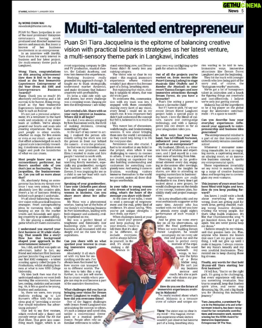 Tiara Jacquelina Instagram - What a wonderful start to 2024 for me, thank you @thestaronline and @realchunwai for this interview and feature 😍😍😍 I'm sashaying into this year with the energy and attitude of this song, wooohoooooooo!!! Happy new year everyone, with lots of love from me. London, United Kingdom