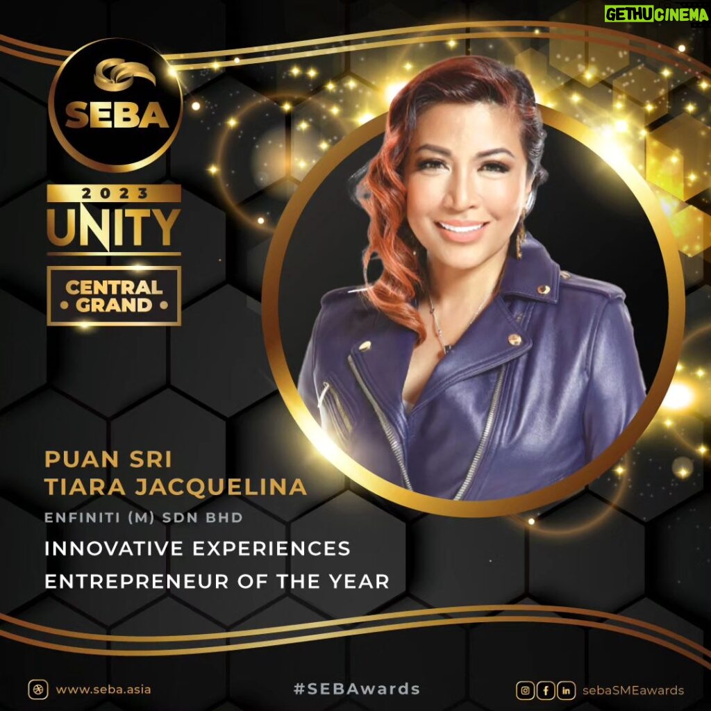 Tiara Jacquelina Instagram - Thank you so much for this honour, I'm most humbled to receive this entrepreneurship award - and i dedicate this to 18 year old me, who boldly set up her first business whilst studying Business Admin student at @kduuniversitycollege, over 30 years ago 💜 Repost from @sebasmeawards: Hats off to the visionary Puan Sri Tiara Jacquelina of Enfiniti (M) Sdn Bhd, who has brought innovation to life! 🚀🏆 Winning the Innovative Experiences Entrepreneur of the Year award is a testament to your dedication to crafting unforgettable moments. Here's to a future filled with continued creativity and transformative experiences! 👏✨ #SEBA2023 #SEBAUnity2023 #SEBAUnity #SEBAwards #SEBACentralGrand #SEBA Reposted from @sebasmeawards