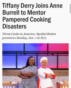 Tiffany Derry Instagram - Fam did you hear I will be cohosting Worst Cooks in America with the amazing @chefanneburrell this season!! Get ready to laugh your butts off!! Seriously I had so much fun and can’t wait for y’all to see it. For the first time, Chef Tiffany Derry joins Chef Anne Burrell to lead culinary boot camp and help pampered competitors trade in their silver spoons for spatulas in Worst Cooks in America: Spoiled Rotten. From grown men whose mothers still prepare their meals to indulged nepo babies and food delivery divas, these recruits have never had to fend for themselves – until now. This season, Anne and Tiffany take boot camp literally - with their teams running basic training drills like an army crawl, obstacle course and calisthenics. Other challenges involve a seafood-inspired game, farm-themed competition, and supermarket speedway challenge – and along the way, the most successful recruits earn “chef bucks” to buy game-changing advantages. In the end, only the most improved recruit left standing is awarded a $25,000 grand prize and bragging rights for their mentor. The seven-episode season kicks off with a two-hour premiere on Sunday, January 7 at 8|7c.
