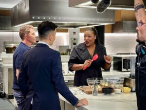 Tiffany Derry Instagram - So imagine pulling up to do some media events at @foodnetwork Kitchen and you see your face on the wall!! Yes had no clue y’all!! We had the best time hanging and can’t wait to do it again. Go check us out on Park Ave and tag us with your pics @chefbrookew @mvoltaggio @bobbyflay 
#bobbystriplethreat #shef #foodnetwork